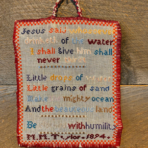 Antique SMALL LATE 19TH CENTURY BIBLICAL QUOTATION & VERSE SAMPLER BY M.M.TAYLOR - 1894