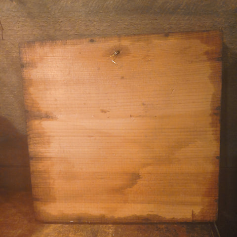 Antique primitive wooden box with a handmade Halloween costume