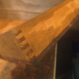 Antique primitive wooden box with a handmade Halloween costume