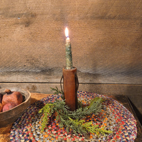 Antique Wooden Make-Do Wooden Candle Holder