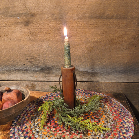 Antique Wooden Make-Do Wooden Candle Holder