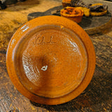 Vintage Folk Art Clay Chamberstick Candle Holder w/ Candle