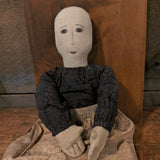 Primitive Vintage Stuffed Doll 19"