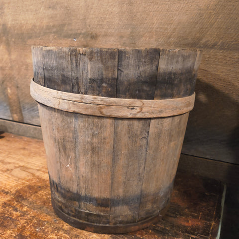 Antique Primitive Wooden Sap Bucket 11"