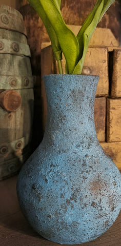 Primitive Wooden Vase w/ Flowers