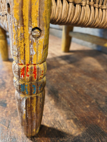 Antique Primitive Child Size Rush Chair.