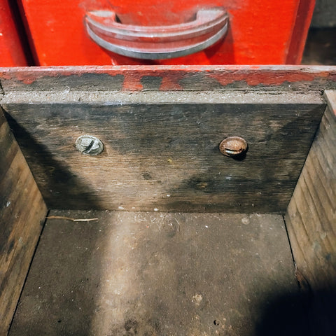 Vintage primitive cabinet with 6 drawers