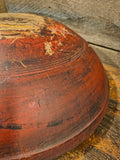 Antique Original Red Paint Wooden Bowl