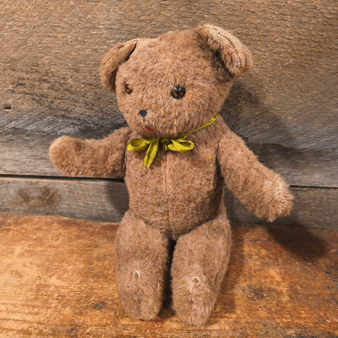 Primitive Straw-Stuffed Teddy Bear 11"