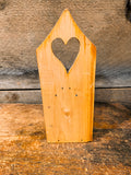 ANTIQUE PRIMITIVE WOODEN SALT BOX with Punch Needle Art