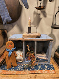 Primitive Old Blue Box With Shelves