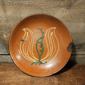 Antique Redware Plate 11.5"
