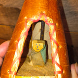 Vintage Mid Century Canadiana Roadside Souvenir, Set 2 Birch Tipis & Pappoose Chief.