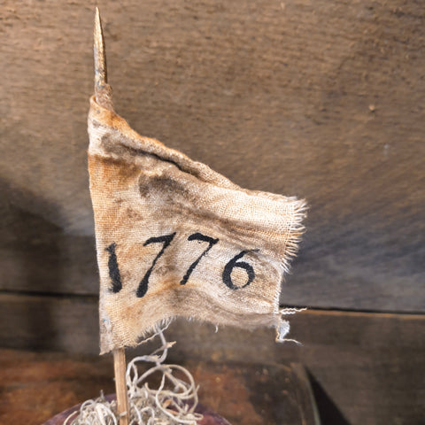 Primitive Handmade Flag On a Red, White and Blue Box