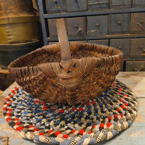 Antique Woven Splint Buttocks Egg Gathering Basket
