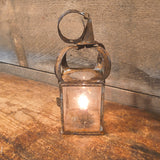 Antique 18th/Early 19thC Primitive Tin Glass Candle Lantern 4"x11", As Found Patina