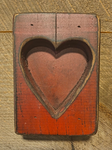 Primitive Wooden Heart Spice Holder