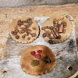 Antique Wooden plate with 3 ginger cookies