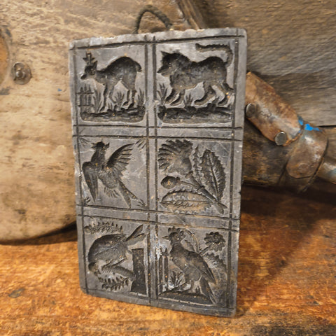 Antique German Wax Relief Folk Art Plaque 4" x 6"