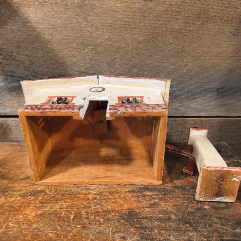 Primitive Vintage Folk Art House And Windmill