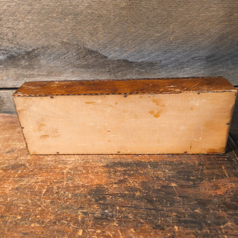 Antique Victorian-Era Box With A Pair Of Antique Childrens Leather Gloves.
