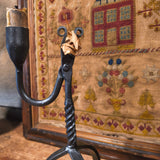 Vintage Primitive Reproduction of a Wrought Iron Rush & Candle Holder