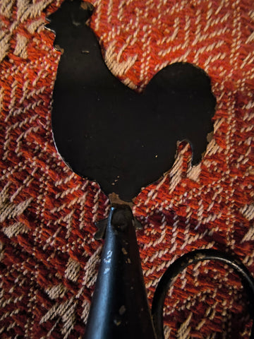 Primitive Tin Rooster Candle Snuffer w/ a set of 4" Faux Tallow Candles