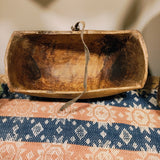 Antique Wooden Bowl with leather strap