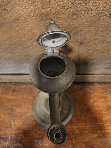 ANTIQUE PEWTER OIL LAMP CHAMBER LAMP GERMAN