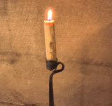 Vtg Brutalist Hand Wrought Iron Candle Stick w/ candle