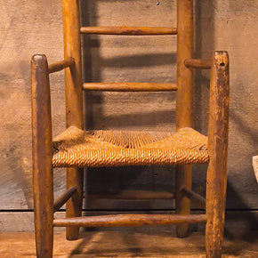 Antique Ladder Back Chair w/ Rush Seat