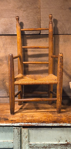 Antique Ladder Back Chair w/ Rush Seat