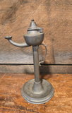 ANTIQUE PEWTER OIL LAMP CHAMBER LAMP GERMAN