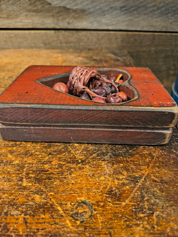 Primitive Wooden Heart Spice Holder