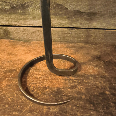 Vtg Brutalist Hand Wrought Iron Candle Stick w/ candle