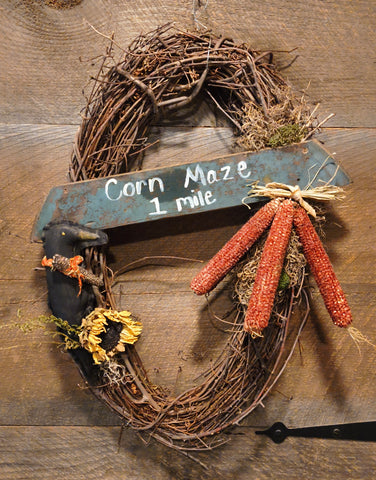 Primitive Fall Grapevine Wreath