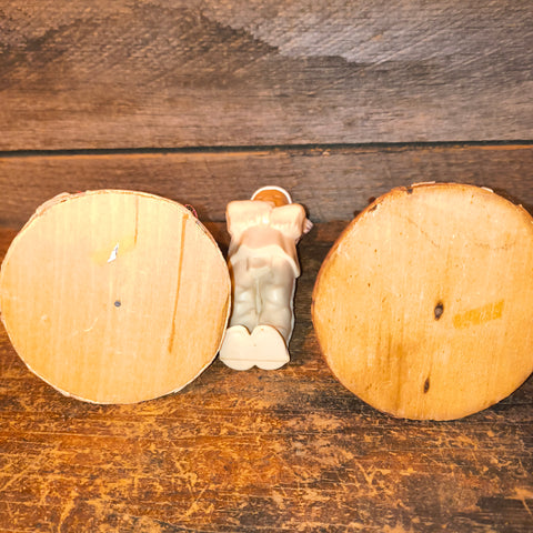 Vintage Mid Century Canadiana Roadside Souvenir, Set 2 Birch Tipis & Pappoose Chief.