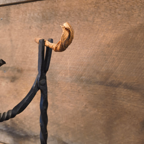 Antique Primitive Rush & Candle Holder
