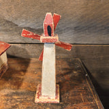 Primitive Vintage Folk Art House And Windmill