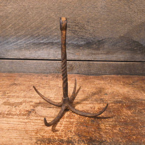 Original  Primitive Antique Hand-Forged Iron 4-Prong Grappling Hook or Well Hook 7"