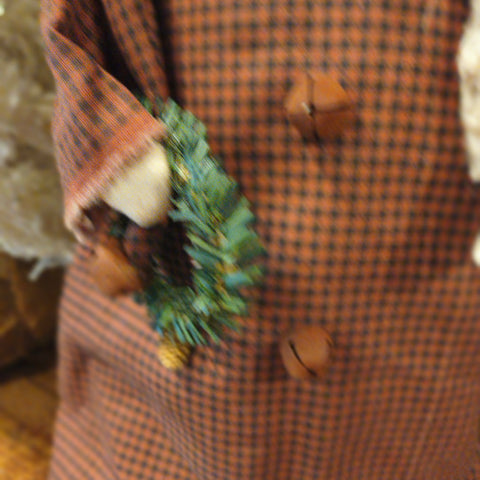 Primitive Handmade Santa w/Clay Face