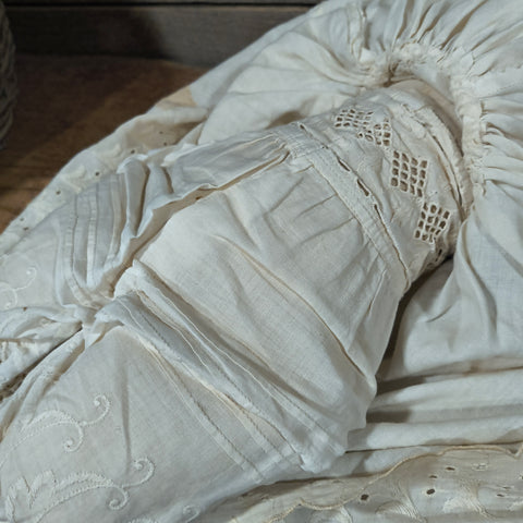 Antique 25" German Bisque/China Head Doll - Stuffed Cloth Body, Flawless Porcelain Limbs c.1890s