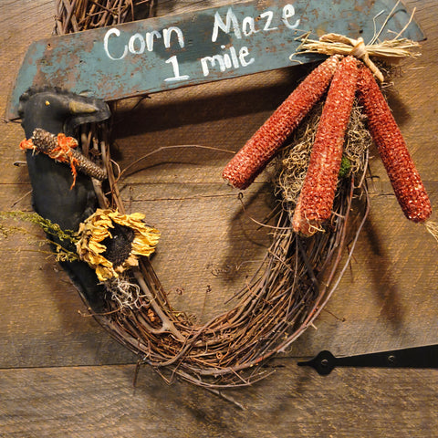 Primitive Fall Grapevine Wreath