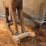 Primitive Hand Carved Wooden Rocking Horse Figural Folk Art Primitive Decor 14"x17"