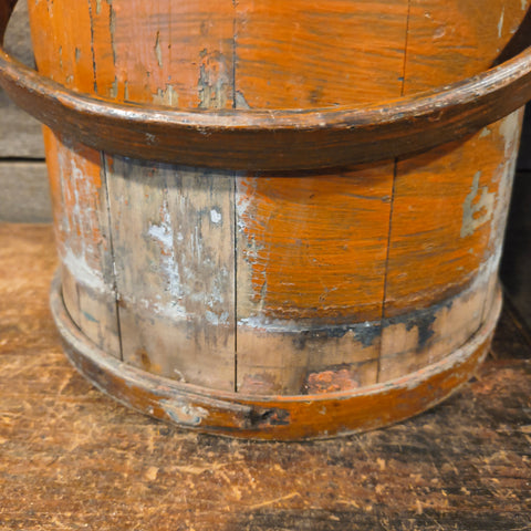 Antique Primitive Woode Pumpkin Colored Firkin