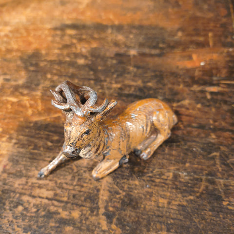 A Set of 3 Antique German Cast Metal Putz Deer