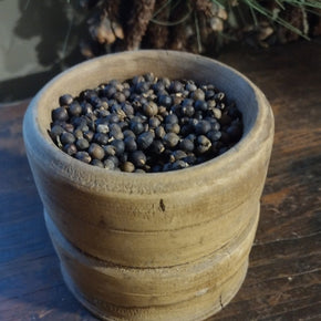 Vintage Wooden Bowl Filled With Jupiter Berries